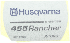 Aufkleber für Husqvarna Motorsägen 455 Rancher, 455 e-series Rancher